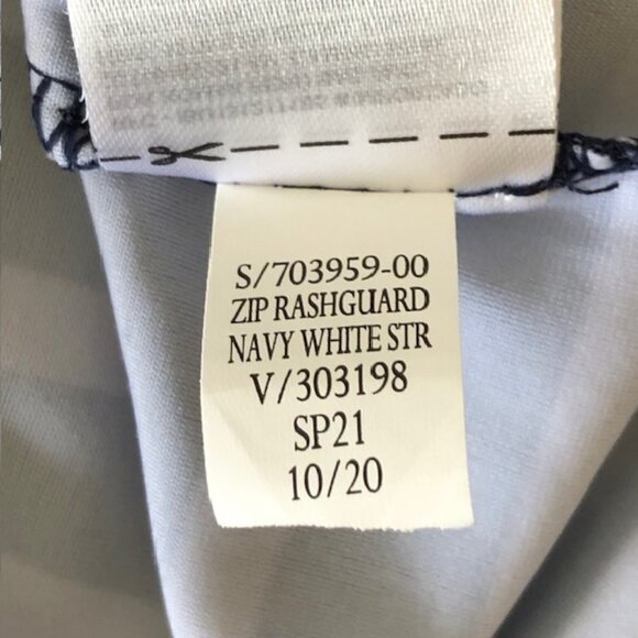 GAP Zip Rash Guard White Navy Stripe Long Sleeve Girl L - Picture 13 of 16